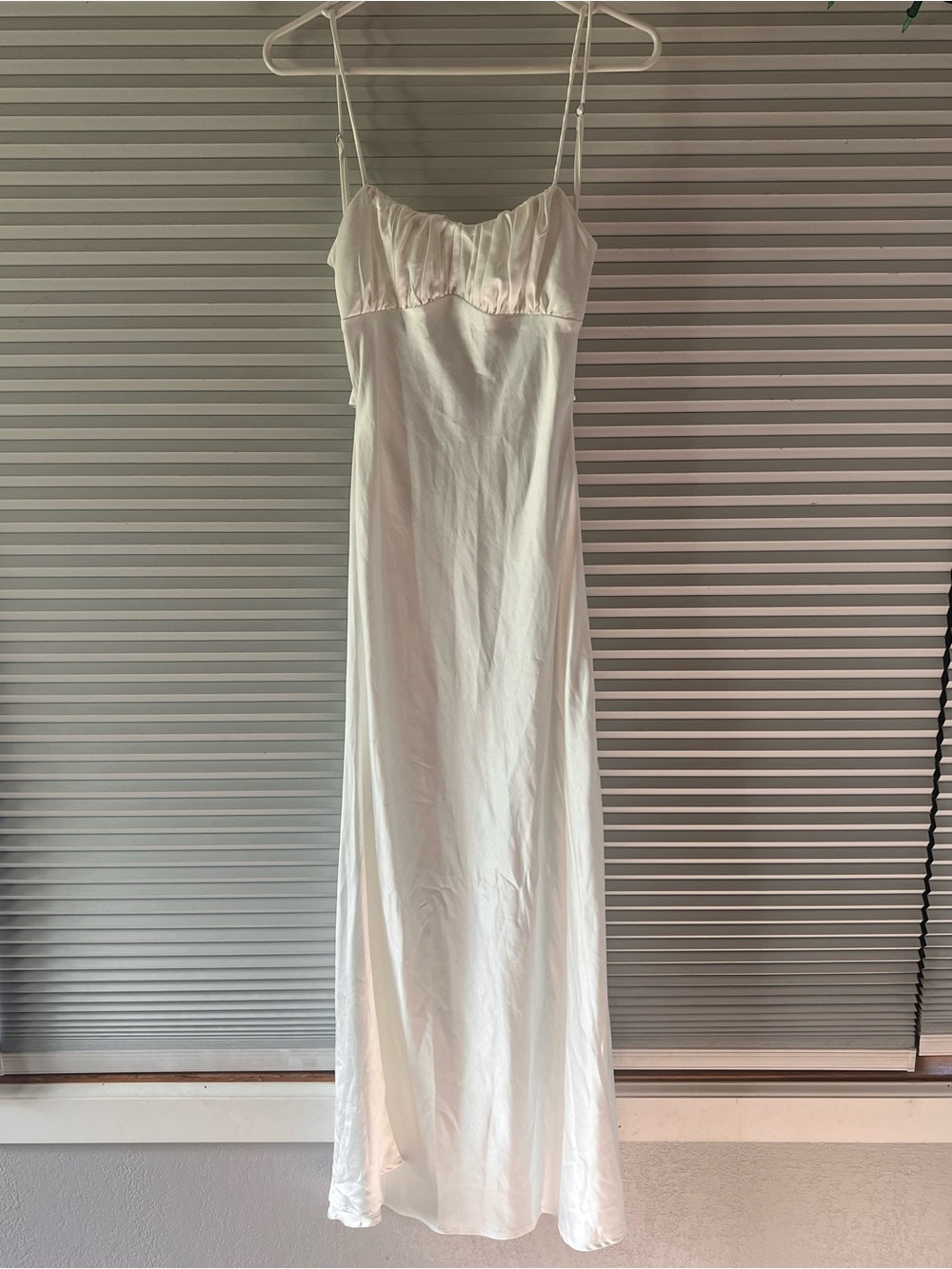 White Satin Maxi Slip Dress with Spaghetti Straps